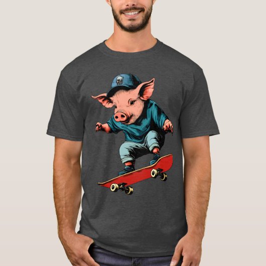 Varkensskateboard T-shirt (Voorkant)