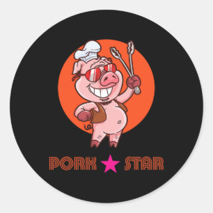 Varkensster BBQ Byrbecue Grilling Ribs Zomer Tijd Ronde Sticker