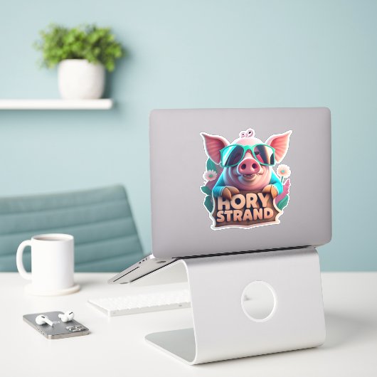 Varkensstickers Een wereld vol sticker mogelijkhed (Laptop op bureau)