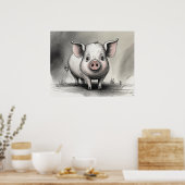 Varkenstekening - Archival Art Print (Keuken)