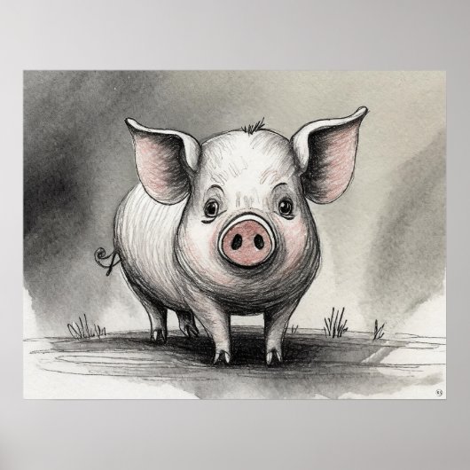 Varkenstekening - Archival Art Print (Voorkant)