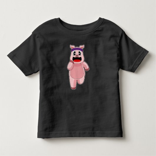 Varkensuitvoerder die Sport uitvoert Kinder Shirts (Voorkant)