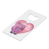 VarkensValentijnsdag Creditkaart Flessenopener (Voorkant Gekanteld)