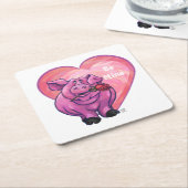 VarkensValentijnsdag Kartonnen Onderzetters (Schuin)