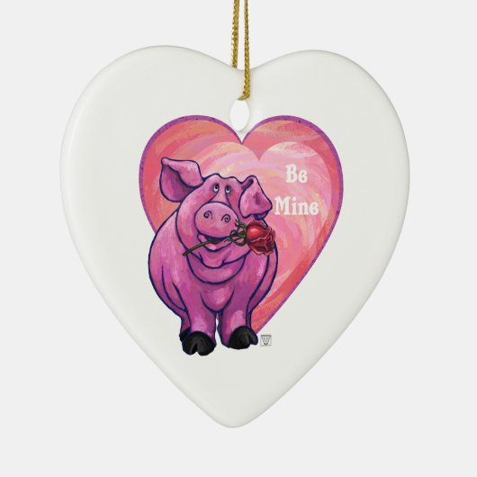 VarkensValentijnsdag Keramisch Ornament (Rechts)