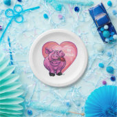 VarkensValentijnsdag Papieren Bordje (Feest)