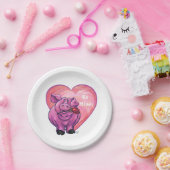 VarkensValentijnsdag Papieren Bordje (Feest)