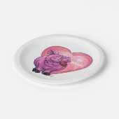 VarkensValentijnsdag Papieren Bordje (Gekanteld)