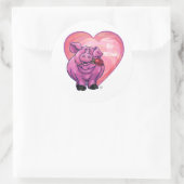 VarkensValentijnsdag Ronde Sticker (Tas)