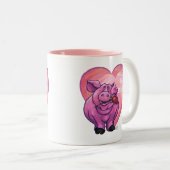 VarkensValentijnsdag Tweekleurige Koffiemok (Voorkant rechts)
