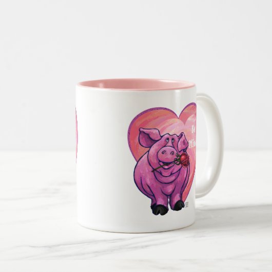 VarkensValentijnsdag Tweekleurige Koffiemok (Voorkant rechts)