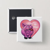 VarkensValentijnsdag Vierkante Button 5,1 Cm (Voorkant /achterkant)