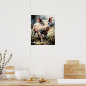 Varkensvarken Boerderij Animal Art Print Poster (Keuken)