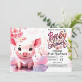 Varkensvarken Waterverf Farmyard Baby shower Kaart (Staand voorkant)