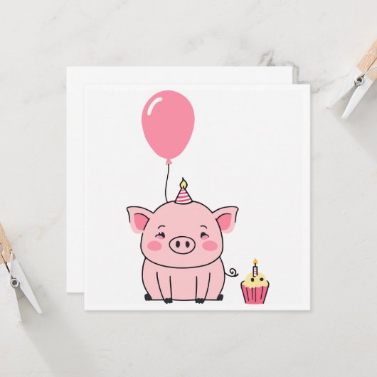 Varkensverjaardag Kaart (Voorkant / Achterkant in situ)