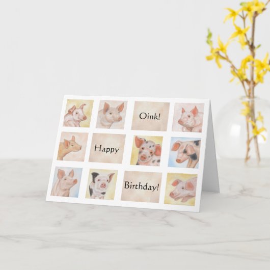 Varkensverjaardag Kaart (Gele Bloem)