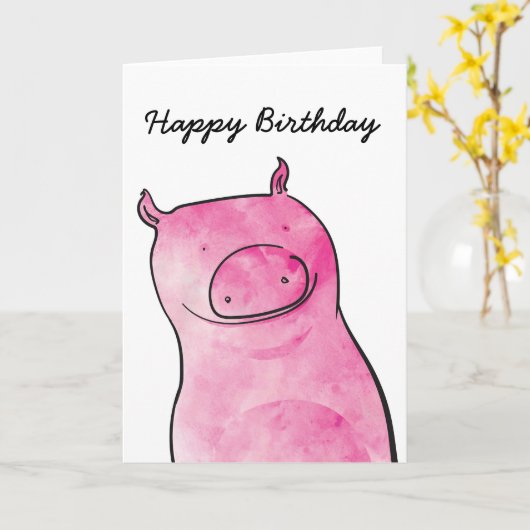 Varkensverjaardag Kaart (Gele Bloem)