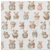Varkensverrukking: Whimsy Pig Stof (Close Up)