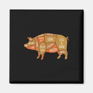 Varkensvlees Gerookte Vleesliefhebber Grappig BBQ Magneet
