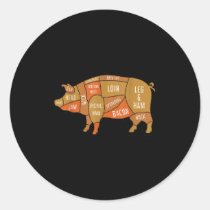 Varkensvlees Gerookte Vleesliefhebber Grappig BBQ Ronde Sticker