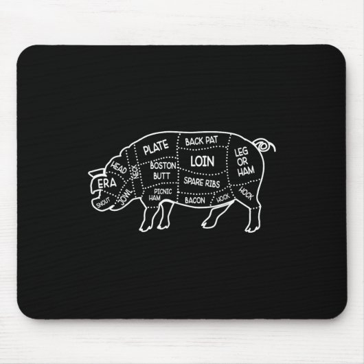 Varkensvlees Slager Snijd Diagram Chef Cook Guide Muismat (Voorkant)