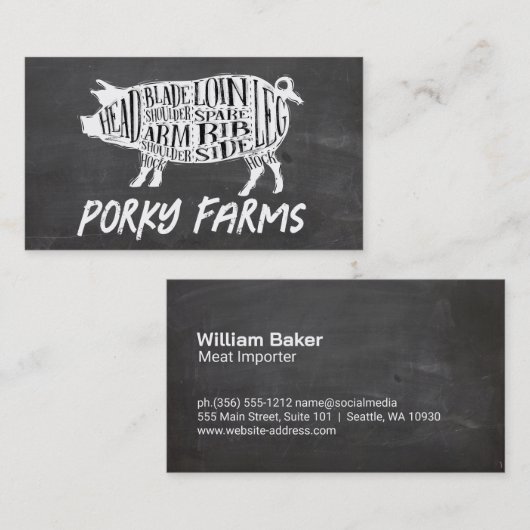 varkensvlees snijschema | slager visitekaartje (Voorkant / Achterkant)