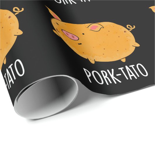 Varkensvlees-tato Grappige Aardappel Pun Dark BG Cadeaupapier (Rol Hoek)
