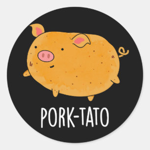 Varkensvlees-tato Grappige Aardappel Pun Dark BG Ronde Sticker
