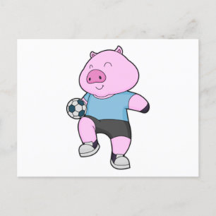 Varkensvoetbalspeler Voetbal Briefkaart