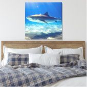 Varkenszwemmen Blauwe Oceaan Water Canvas Afdruk (Insitu (Slaapkamer))
