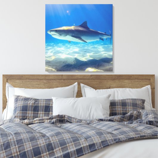 Varkenszwemmen Blauwe Oceaan Water Canvas Afdruk (Insitu (Slaapkamer))