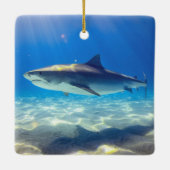 Varkenszwemmen Blauwe Oceaan Water Keramisch Ornament (Achterkant)