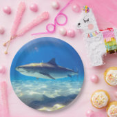 Varkenszwemmen Blauwe Oceaan Water Papieren Bordje (Feest)