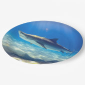 Varkenszwemmen Blauwe Oceaan Water Papieren Bordje (Gekanteld)