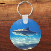 Varkenszwemmen Blauwe Oceaan Water Sleutelhanger (Voorkant)