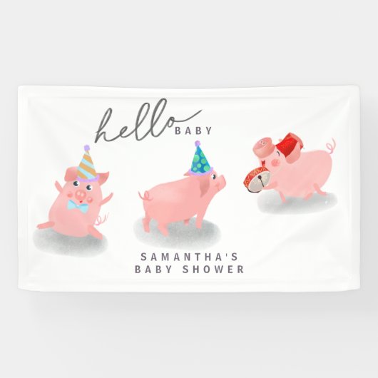 varkentje baby shower spandoek (Horizontaal)