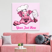 Varkentje De Hamicidale Maniakale Chef Kok Grappig Canvas Afdruk (Insitu (Woonkamer))
