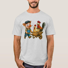 Varkentje duwt het Pluimvee-escorte T-shirt