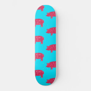 Varkentje Silhouet Roze Glitters Meisjesachtige Bo Persoonlijk Skateboard
