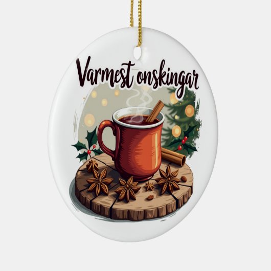 Varmest önskingar Swedish Holiday Greeting Keramisch Ornament (Rechts)