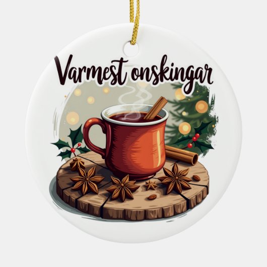 Varmest önskingar Swedish Holiday Greeting Keramisch Ornament (Voorkant)
