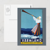 Varmland, Zweden Vintage Travel Poster Briefkaart (Voorkant / Achterkant)