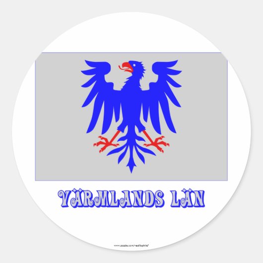 Värmlands län vlag met naam ronde sticker (Voorkant)