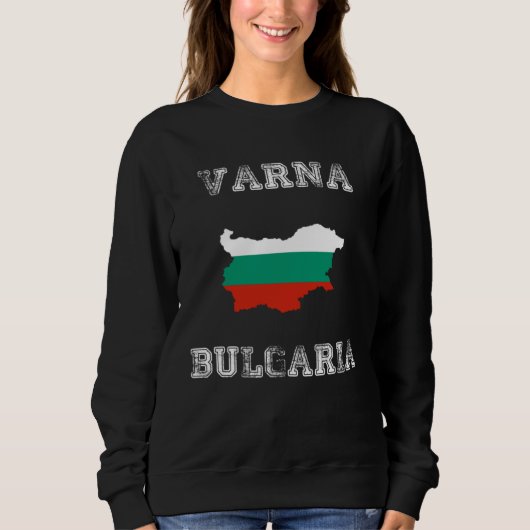 Varna Bulgaria Vintage Bulgaria Flag Map Trui (Voorkant)