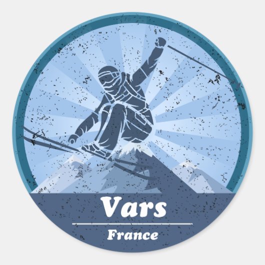 Vars skigebied - Skiër Ronde Sticker (Voorkant)