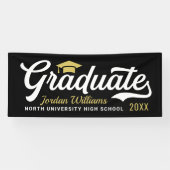 Varsity Afgestudeerde Slank Goud Zwart Spandoek (Horizontaal)