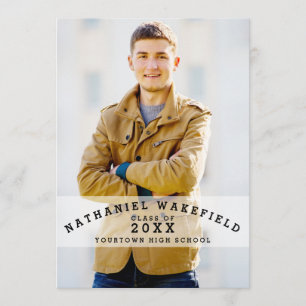 Varsity Afstudeerder Zwarte tekst Fotogradatie P Kaart