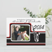 Varsity Band Saxofoon Afstuderen Foto Rood Kaart (Staand voorkant)