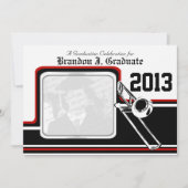 Varsity Band Trombone Afstuderen Foto Rood Kaart (Voorkant)
