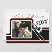 Varsity Band Trombone Afstuderen Foto Rood Kaart (Voorkant)